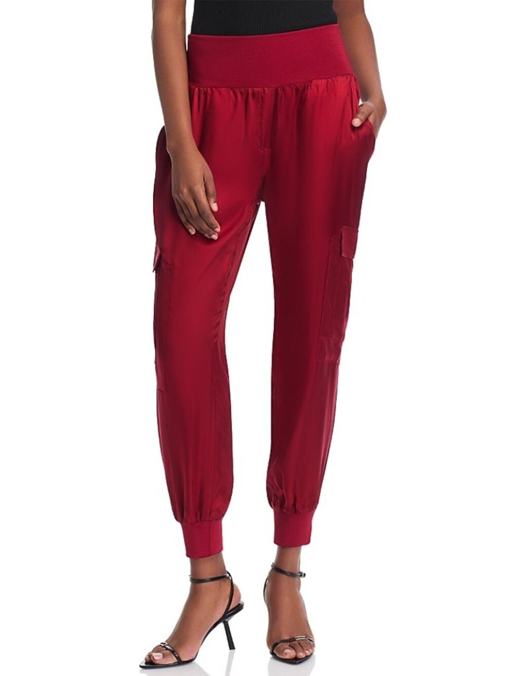 Cinq ร Sept 'Giles' Satin-Twill Cargo Jogger Pants, Rosewood